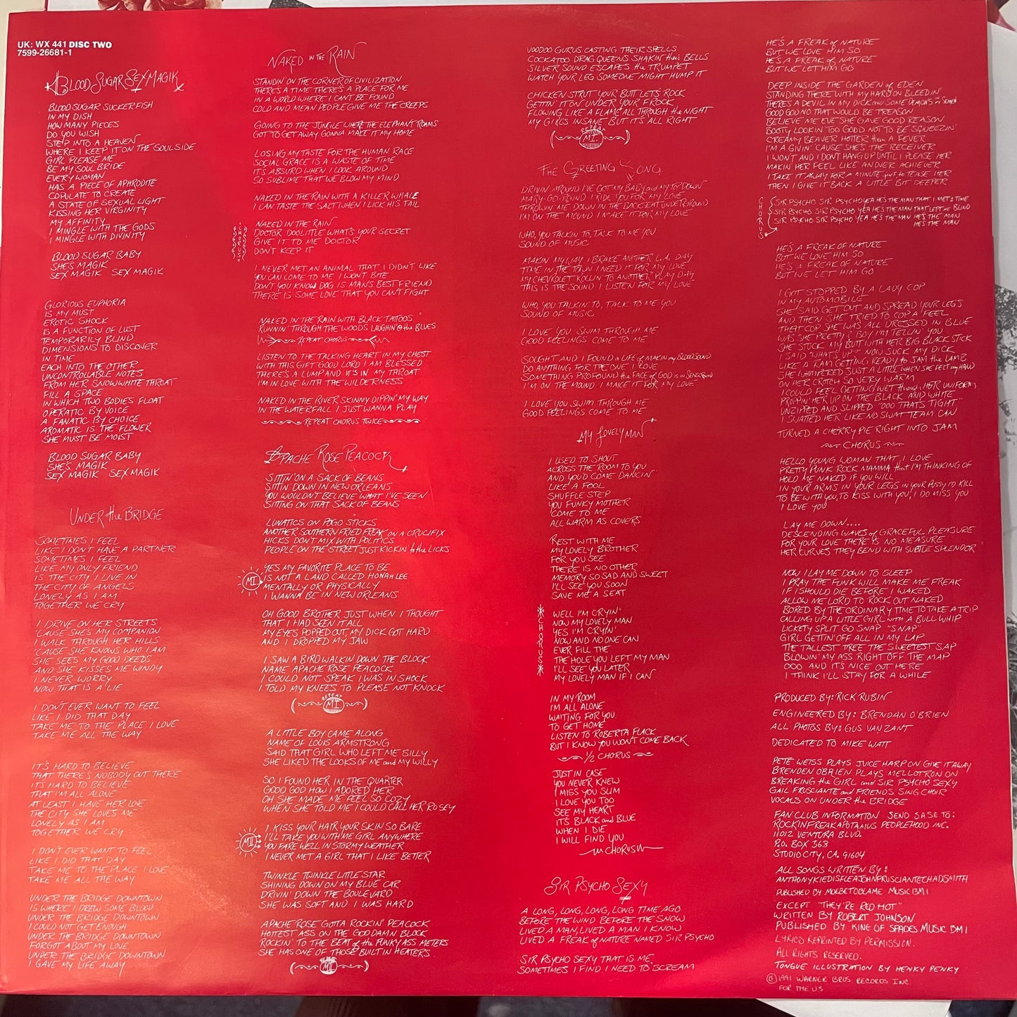 Red Hot Chili Peppers - Blood Sugar Sex Magik - ORIGINAL 1991 - 2 x VINYL LP