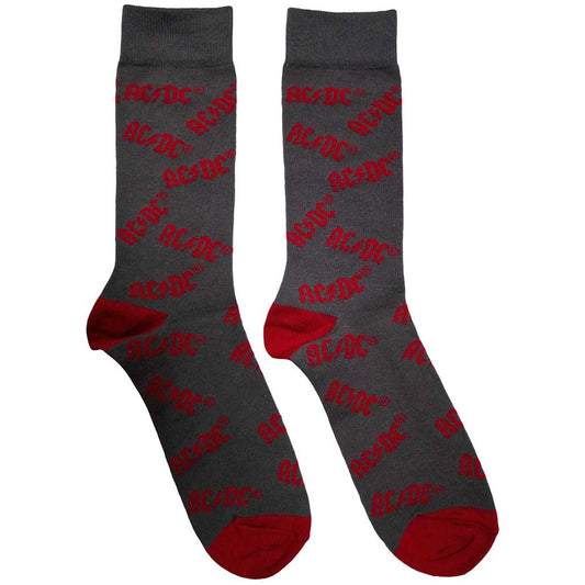AC/DC Unisex Ankle Socks: Logo Pattern (Charcoal Grey) (UK Size 6 - 11)