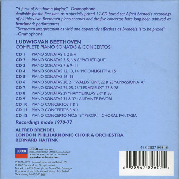 Alfred Brendel, Beethoven – Complete Piano Sonatas & Concertos- 12 x CD ALBUM BOX SET (used)