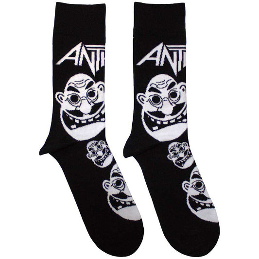 Anthrax Unisex Ankle Socks: Faces Pattern B&W (Black)