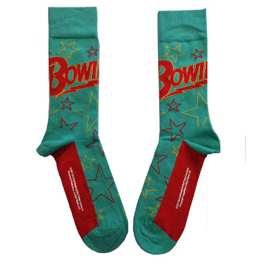 David Bowie Unisex Ankle Socks: Stars Outline (Green)