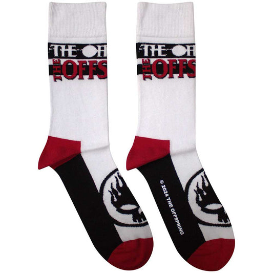 The Offspring Unisex Ankle Socks: Flaming Skull Logo (White)