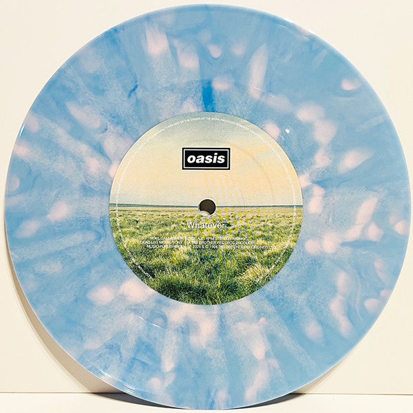 Oasis – Whatever - BLUE & PINK SPLATTER COLOURED VINYL NUMBERED 7" - NEW
