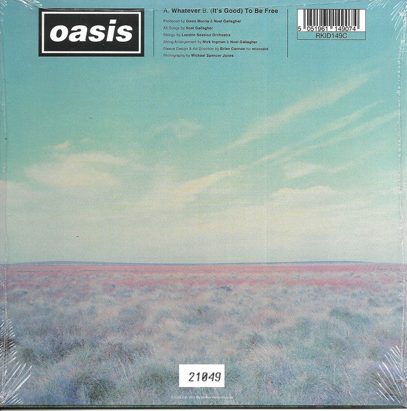 Oasis – Whatever - BLUE & PINK SPLATTER COLOURED VINYL NUMBERED 7" - NEW