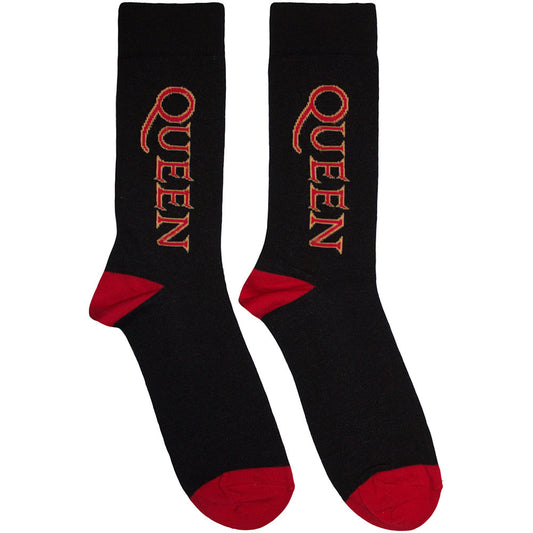 Queen Unisex Ankle Socks: Red Logo Vertical (Black)