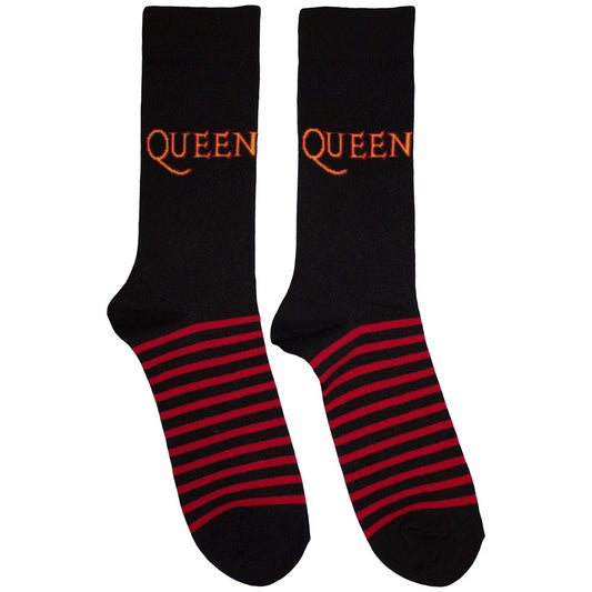 Queen Unisex Ankle Socks: Logo & Stripes (Black)