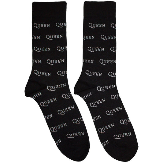 Queen Unisex Ankle Socks: Logo Repeat Mono (Black)