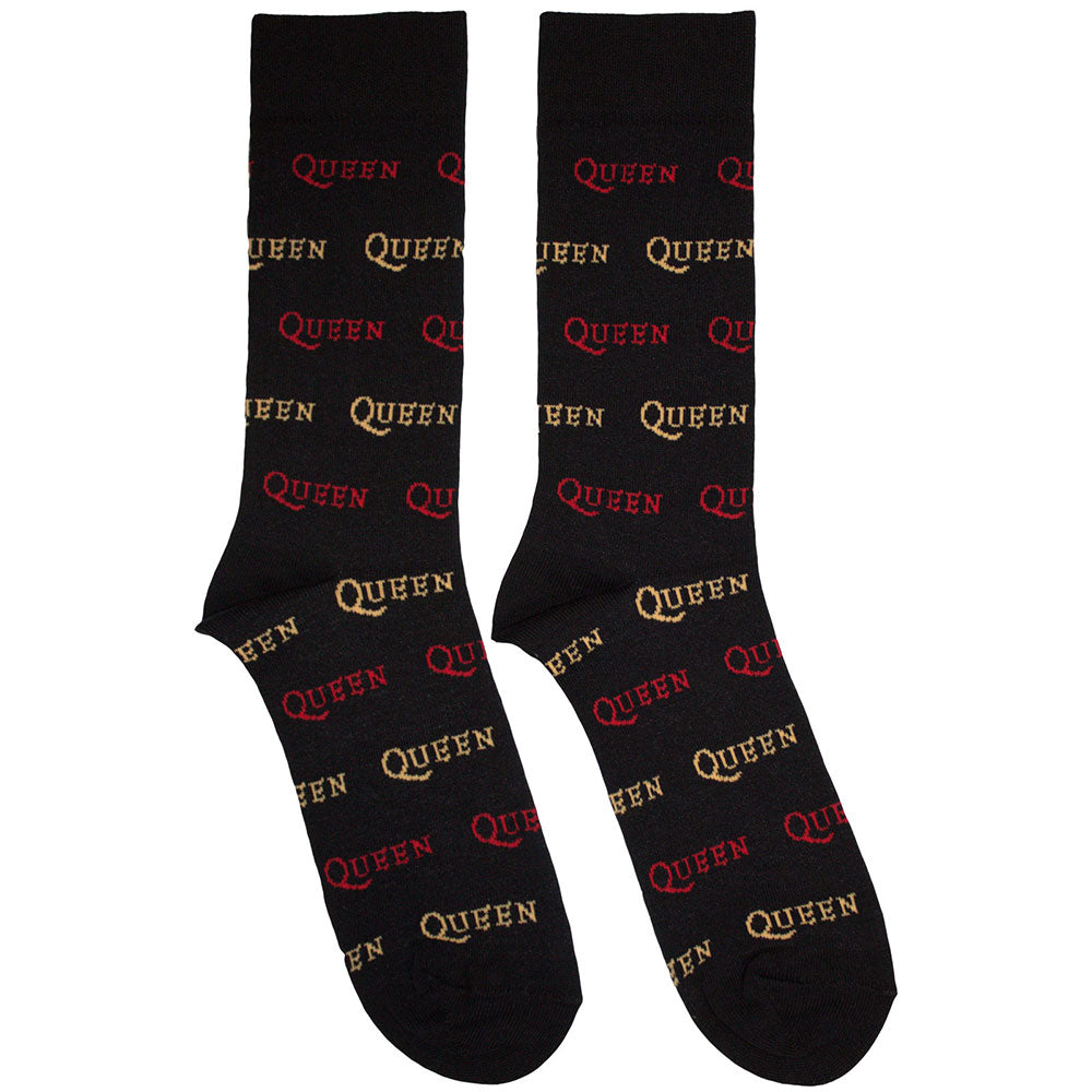 Queen Unisex Ankle Socks: Logo Repeat Colour (Black)