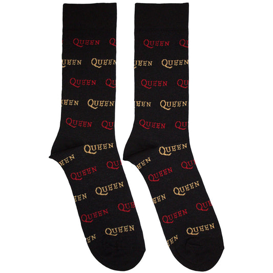 Queen Unisex Ankle Socks: Logo Repeat Colour (Black)