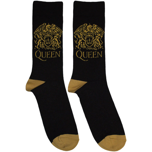 Queen Unisex Ankle Socks: Gold Crest (Black)