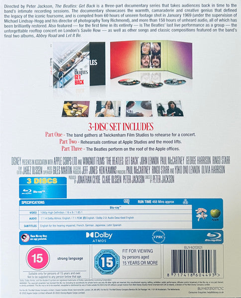The Beatles – Get Back 3 x BLU-RAY (pre-owned FACTORY SEALED)
