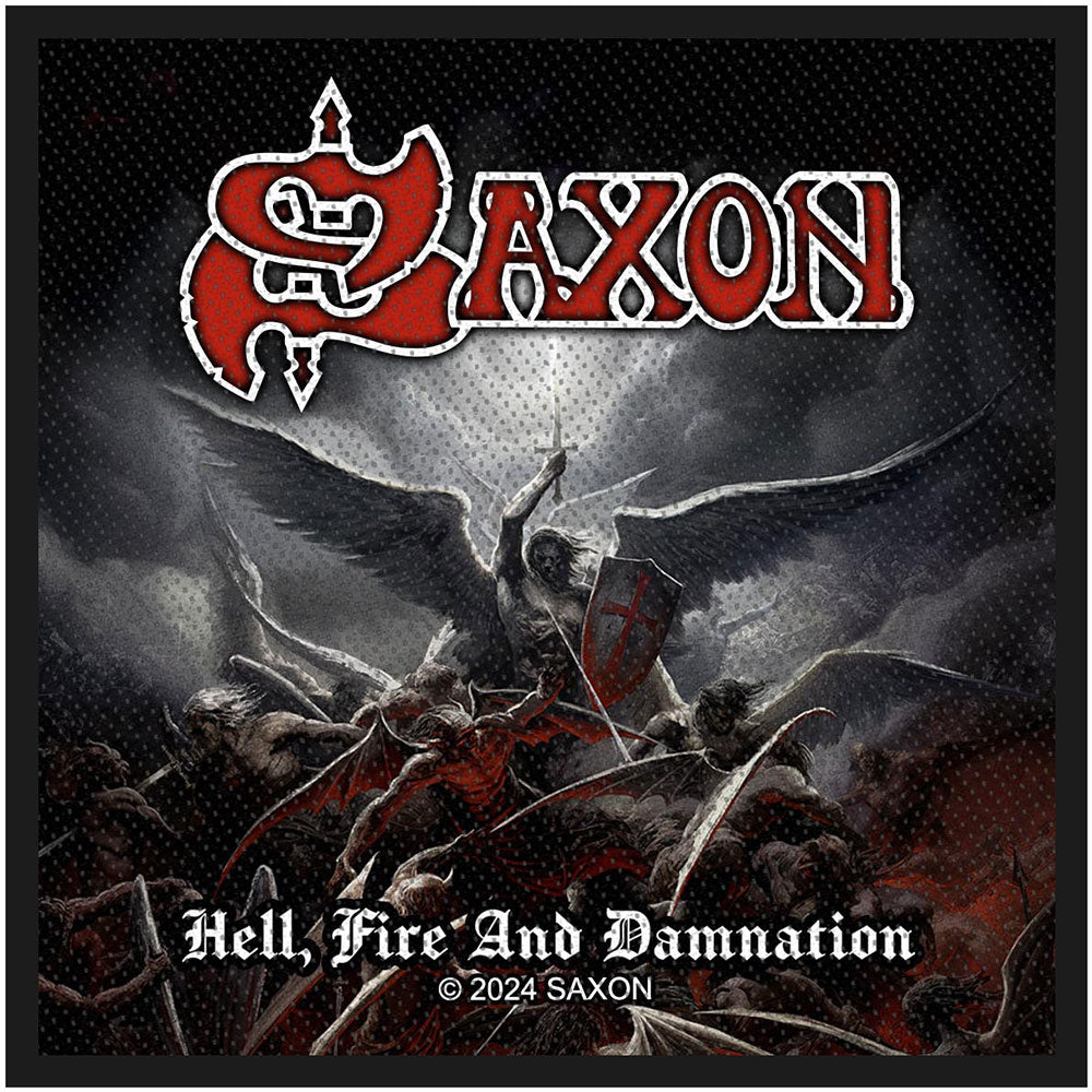 Saxon Woven Patch: Hell, Fire And Damnation