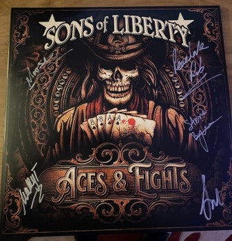 Sons Of Liberty – Aces & Eights- BLUE COLOURED VINYL LP + EXTRAS - SIGNED - NUMBERED (used)