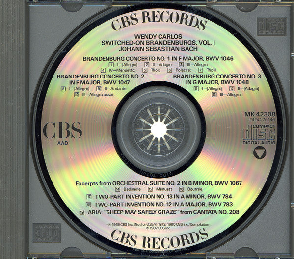 Wendy Carlos – Switched-On Brandenburgs, Vol. I - CD ALBUM (used)