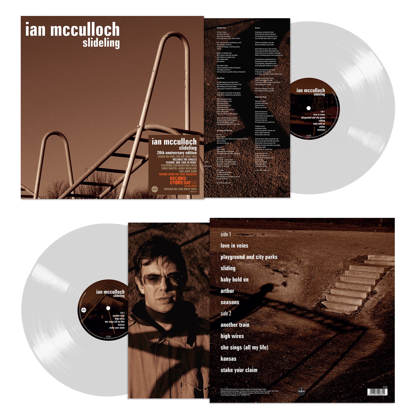 IAN MCCULLOCH - SLIDELING - WHITE COLOURED VINYL LP - 20TH ANNIVERSARY EDITION)