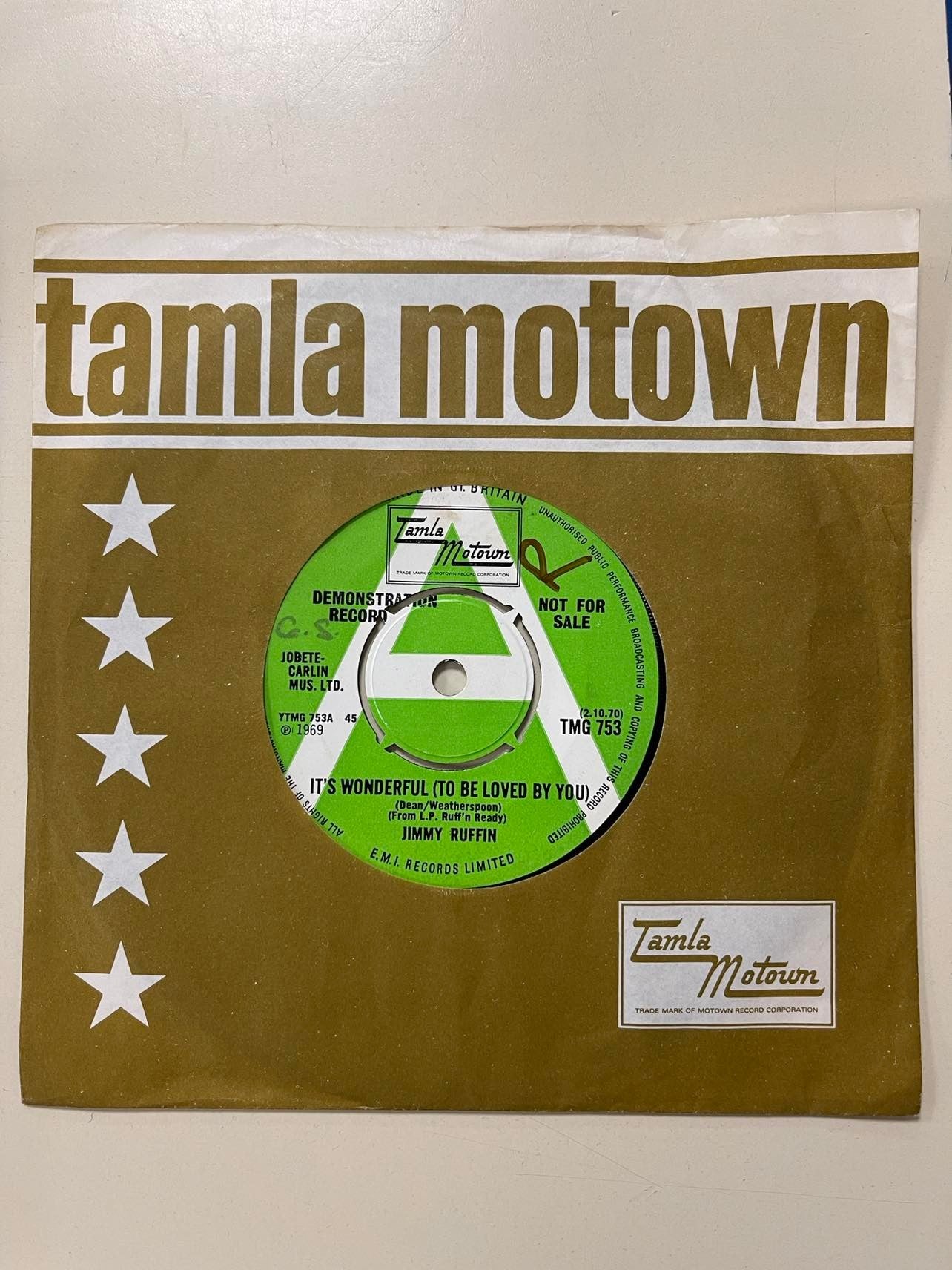Jimmy Ruffin – It's Wonderful (to Be Loved By You) DEMO 7"