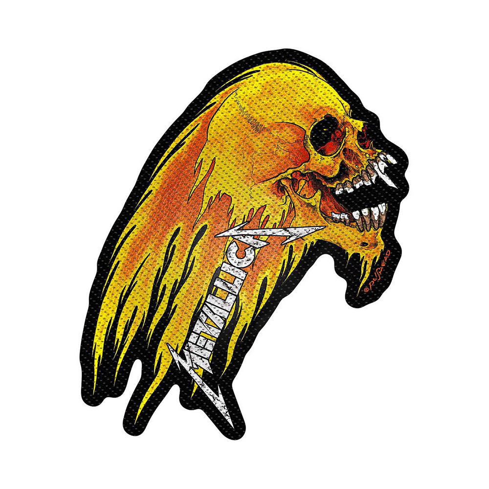 METALLICA PATCH: FLAMING SKULL CUT-OUT