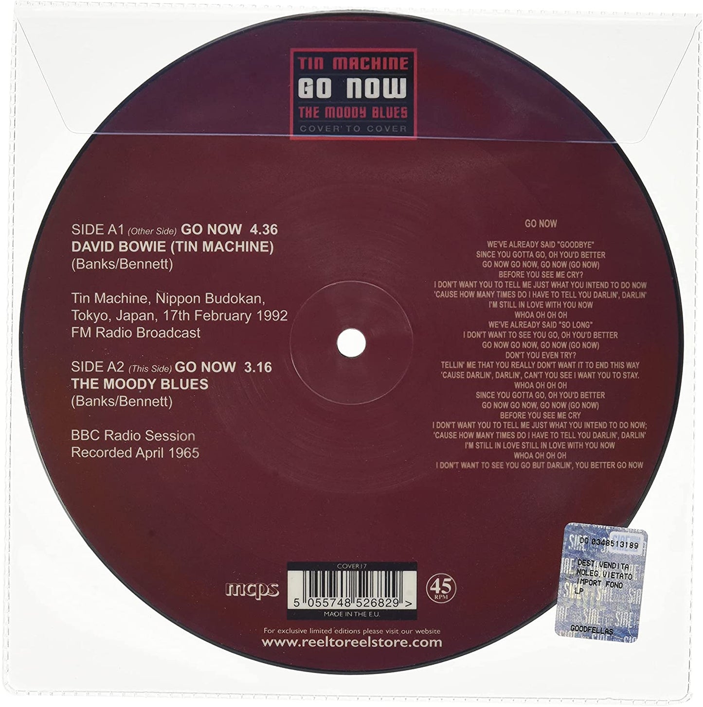 Tin Machine / The Moody Blues – Go Now - PICTURE DISC VINYL 7" - NEW