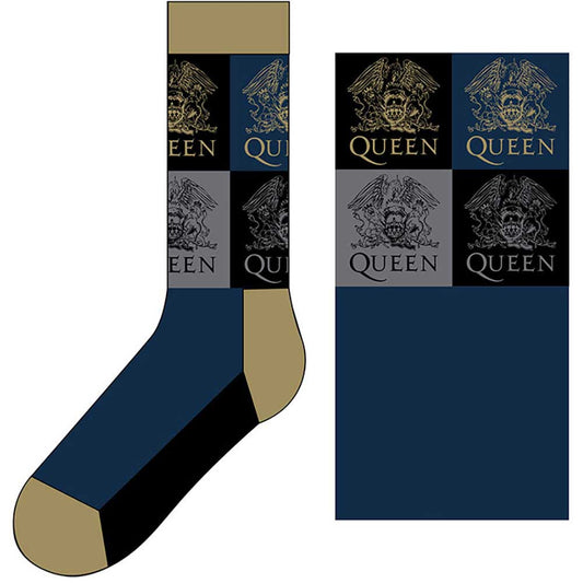QUEEN ANKLE SOCKS: CREST BLOCKS