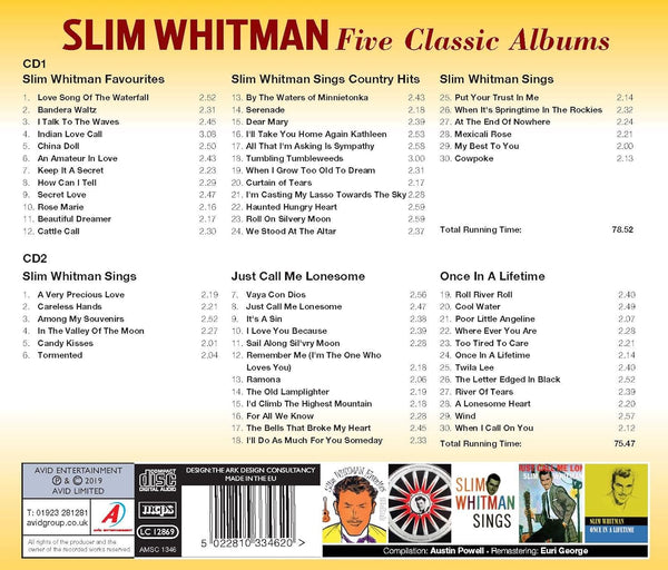 Slim Whitman – Five Classic Albums - 2 x CD SET