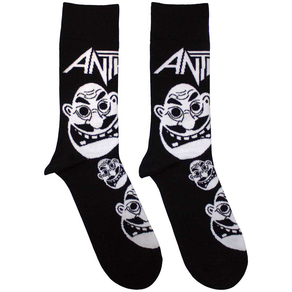 Anthrax Unisex Ankle Socks: Faces Pattern B&W (Black)