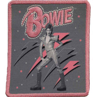 David Bowie Standard Printed Patch: Pink Flash Woven Logo BOWPAT06