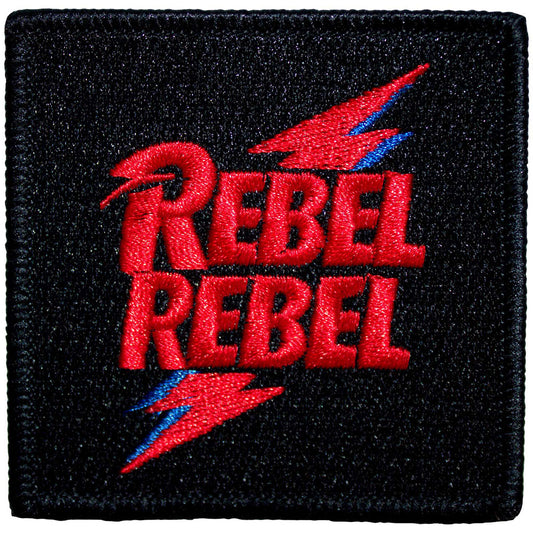 David Bowie Standard Patch: Rebel Rebel Pink & Blue