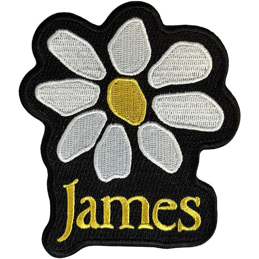 James Woven Patch: Yellow Logo White Daisy