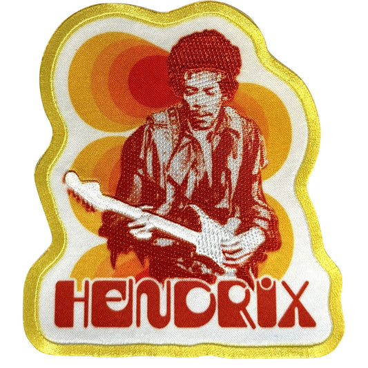 Jimi Hendrix Woven Patch: Jimi & Guitar