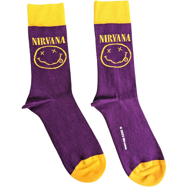 NIRVANA ANKLE SOCKS: YELLOW HAPPY FACE (UK SIZE 7 - 11) NIRVSCK03MPU