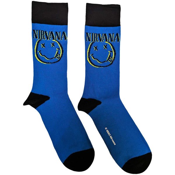 NIRVANA ANKLE SOCKS: INVERSE HAPPY FACE NIRVSCK05MBL