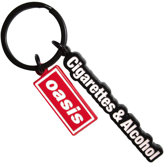 Oasis Keychain: Cigarettes & Alcohol Red Decca Logo Charm