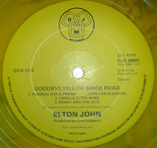 Elton John ‎– Goodbye Yellow Brick Road - 2 x YELLOW COLOURED VINYL LP SET - 1978 ISSUE