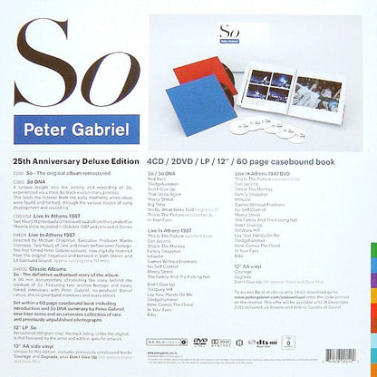 Peter Gabriel – So 25th Anniversary Deluxe Edition 4 x CD/ 2x DVD/ LP/ 12"/ 60 page Casebound book