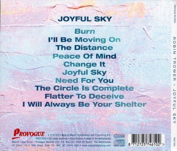 Robin Trower ‎Featuring Sari Schorr – Joyful Sky - CD ALBUM in DIGIPAK