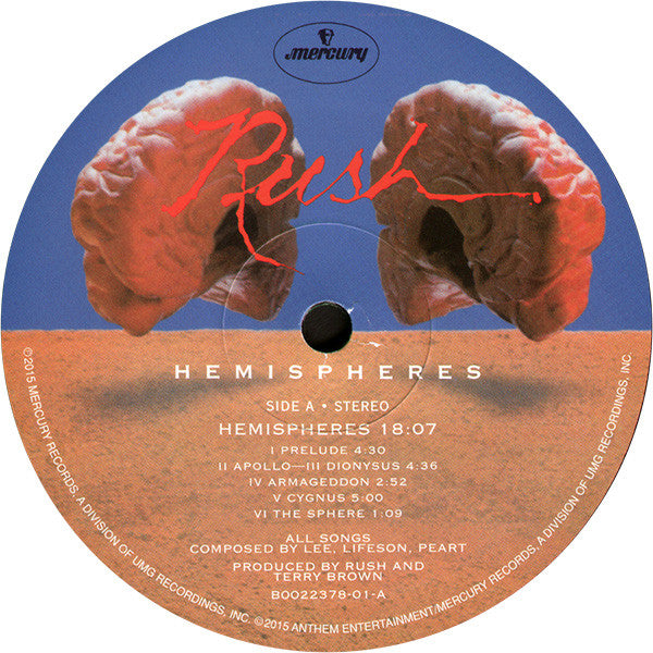 Rush ‎– Hemispheres- 200 GRAM VINYL LP - USA AUDIOPHILE ISSUE with POSTER