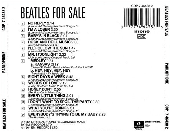 The Beatles –Beatles For Sale - CD ALBUM