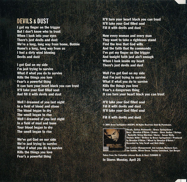 Bruce Springsteen – Devils & Dust - PROMO ONLY CD SINGLE