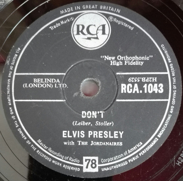 Elvis Presley –  Don't / I Beg Of You -78 RPM VINYL (Used)