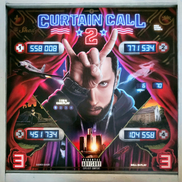 Eminem  ‎– Curtain Call 2 - 2 x FLUORESCENT ORANGE COLOURED VINYL LP SET