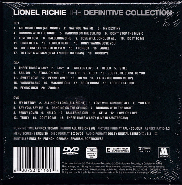 Lionel Richie & The Commodores – The Definitive Collection - 2 x CD ALBUM & 1 x DVD BOX SET - NEW