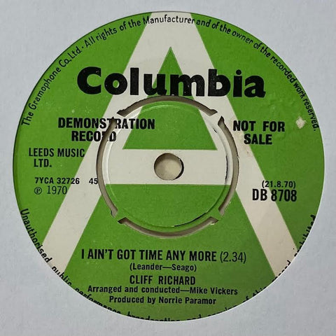 Cliff Richard I Ain't Got Time Any More ORIGINAL DEMO ISSUE 7" SINGLE