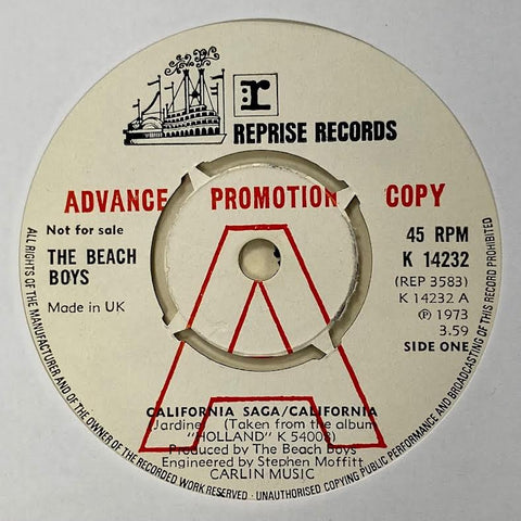 The Beach Boys California Saga / California ORIGINAL PROMO ISSUE 7"