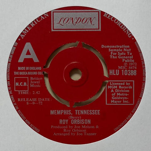 Roy Orbison - Memphis, Tennessee - ORIGINAL DEMO ISSUE 7" SINGLE