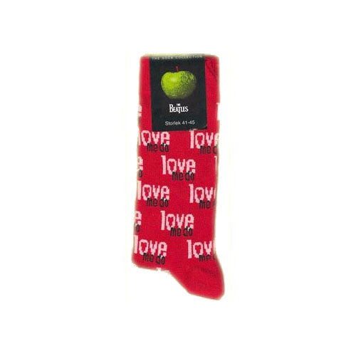 THE BEATLES UNISEX ANKLE SOCKS: LOVE ME DO RED (UK SIZE 7 - 11)