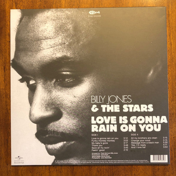 Billy Jones & The Stars ‎Love Is Gonna Rain On You YELLOW COLOURED VINYL 180 GRAM LP