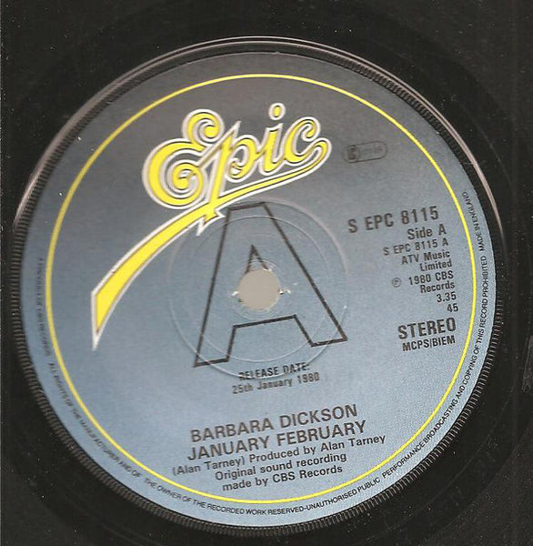 Barbara Dickinson - January February - PROMO Only Issue 7" SINGLE (used)