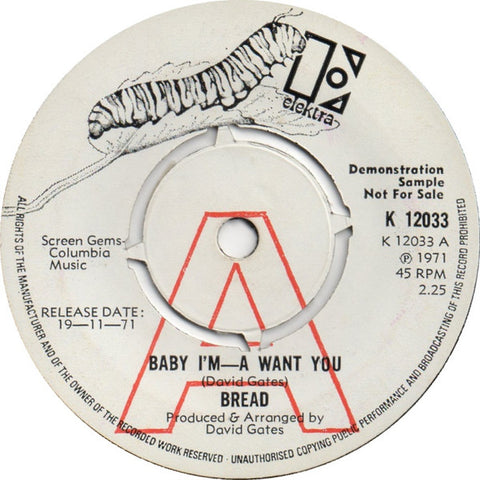 Bread - Baby I'm-A Want You (7" Promo Copy)