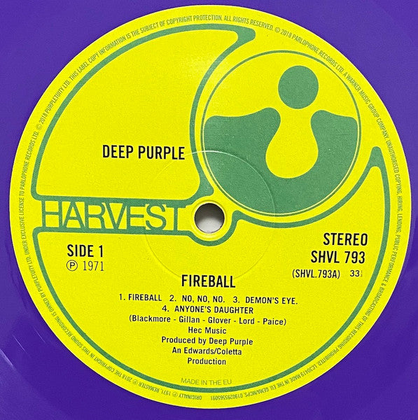 Deep Purple - Fireball - PURPLE COLOURED VINYL LP – Music