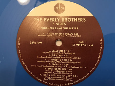 Everly Brothers ‎– Singles - BLUE COLOURED VINYL 180 GRAM LP